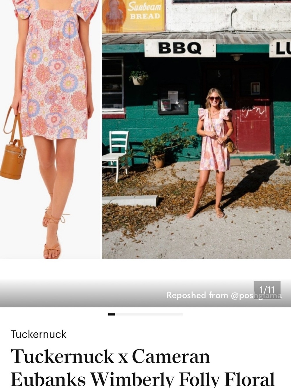 Tuckernuck Pink Floral Puff-Sleeve Mini Dress